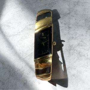 (174) Vintage Lassale Gold Tone Black Dial Bangle Watch…